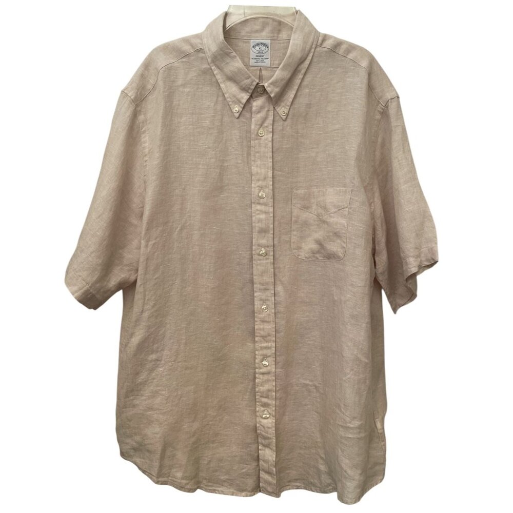 Brooks Brothers 1818 Regent LINEN XL The Original Polo Shirt Button Down
